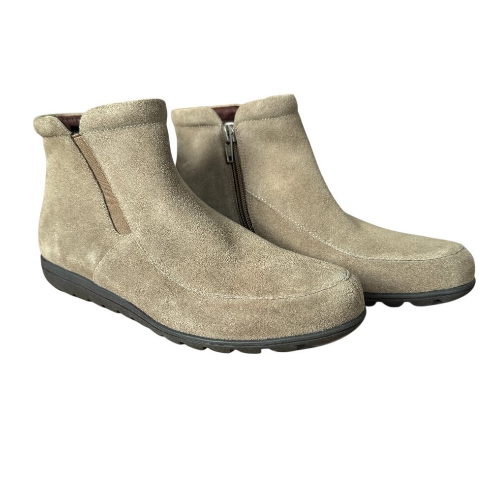 Vaneli Sport taupe suede side zip ankle bootie women's size 6.5?